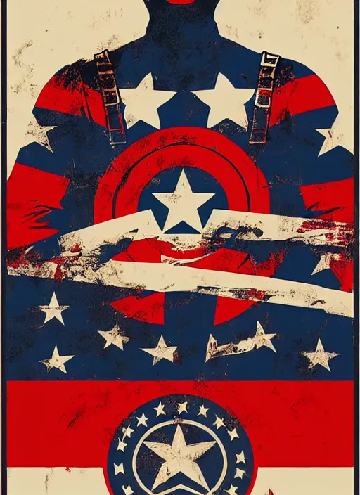 Image similar to Chris Evans Captain America Soviet Propaganda poster by Shepard Fairey, constructivist art, Organic Painting , Matte Painting, geometric shapes, collage, hard edges, graffiti, street art:2 by Shepard Fairey:4