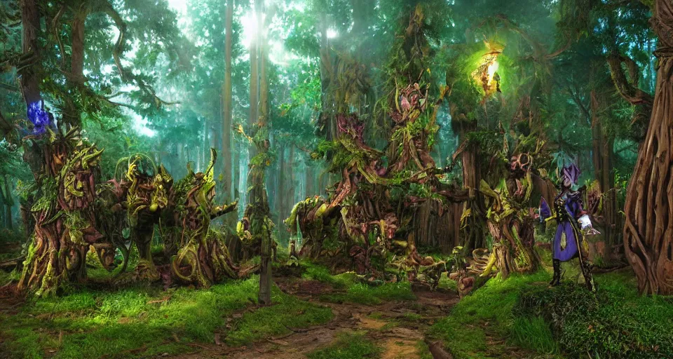 Prompt: Enchanted and magic forest, from Warcraft