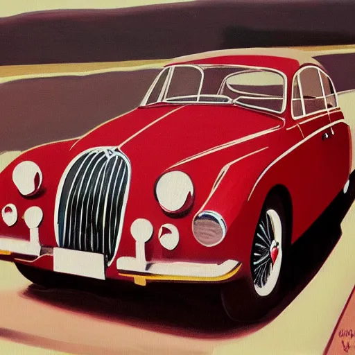 Image similar to jaguar mark 2, oil painting, modernism style, highly detailed