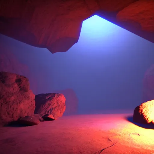 Prompt: inside a ethereal magical cave, 8k, HDR, cinematic, volumetric lighting, unreal engine 5