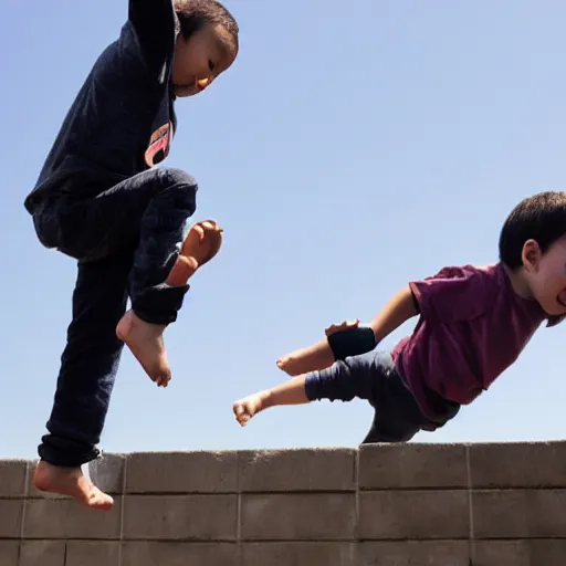 Image similar to babies doing parkour