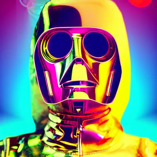 Image similar to vector c 3 po in hoodie, portrait, vaporwave, synthwave, neon, vector graphics, cinematic, volumetric lighting, f 8 aperture, cinematic eastman 5 3 8 4 film