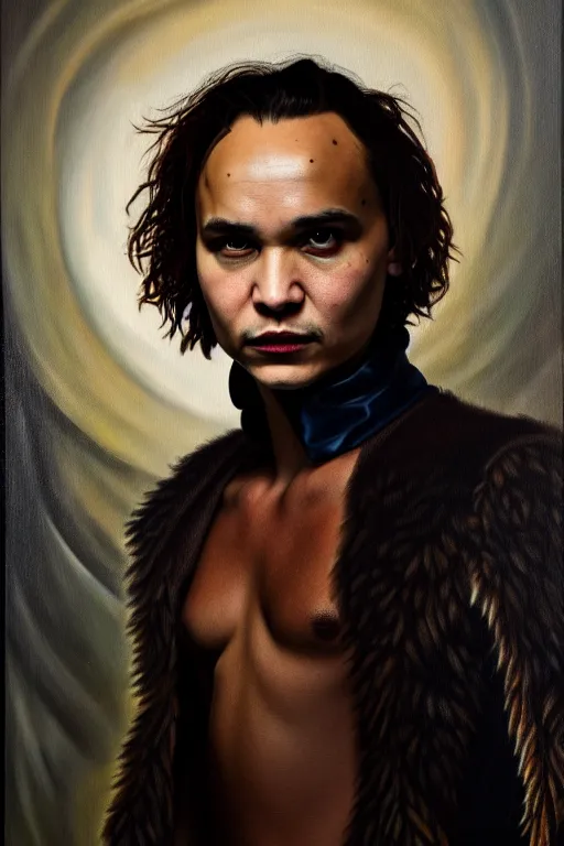 Image similar to Frank Dillane as Puck full body, oil on canvas,intricate portrait, 8k, highly professionally detailed, HDR, CGsociety