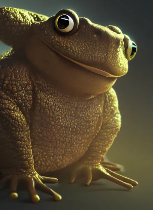 Prompt: of a toad that looks like kanye but with features of a toad wearing yeezee sneakers, macro lens, shallow depth of field, highly detailed, digital painting, trending artstation, concept art, illustration, cinematic lighting, vibrant colors, photorealism, epic, octane render