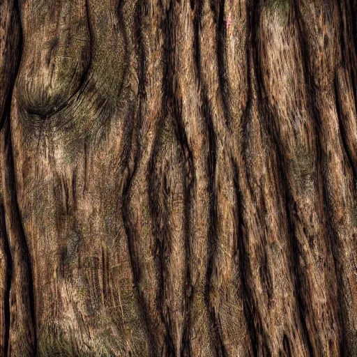 Prompt: game texture of bark on a tree, stylized, unreal engine, high quality