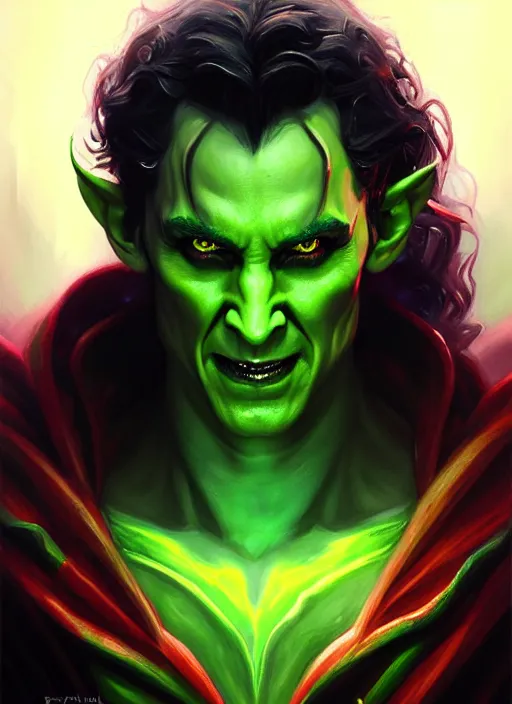 Prompt: a _ fantasy _ style _ portrait _ painting _ of the god of mischief, wicked, oil _ painting _ unreal _ 5 _ daz. _ rpg _ portrait _ extremely _ detailed _ artgerm _ greg _ rutkowski _ greg