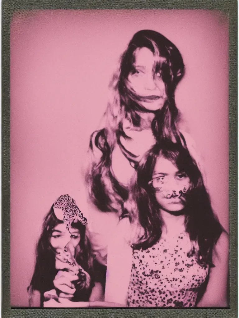 Image similar to Polaroid of an octopus in a pink polkadot dress at her high school prom, portrait by David friedric