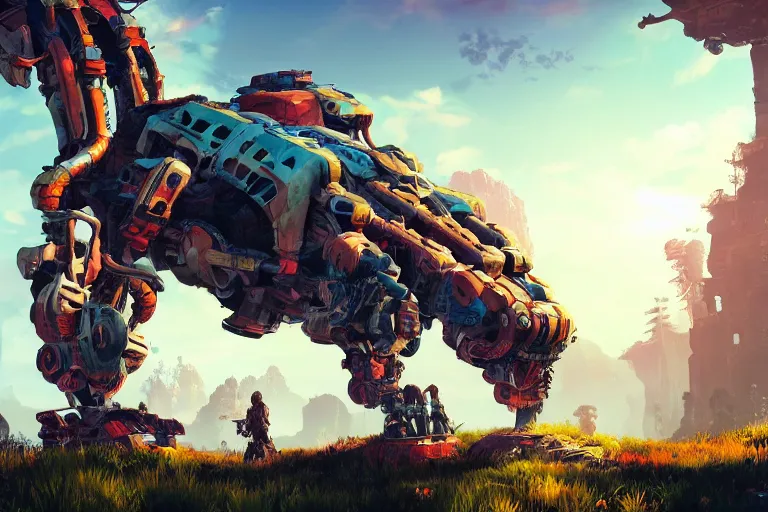 Image similar to scorcher machine mecanical creature robot of horizon forbidden west horizon zero dawn bioluminiscence global illumination ray tracing hdr fanart arstation by ian pesty and alena aenami artworks in 4 k