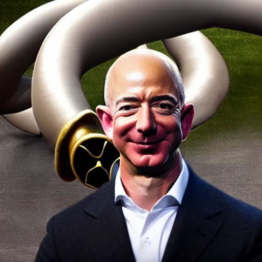 Image similar to jeff bezos with ram horns