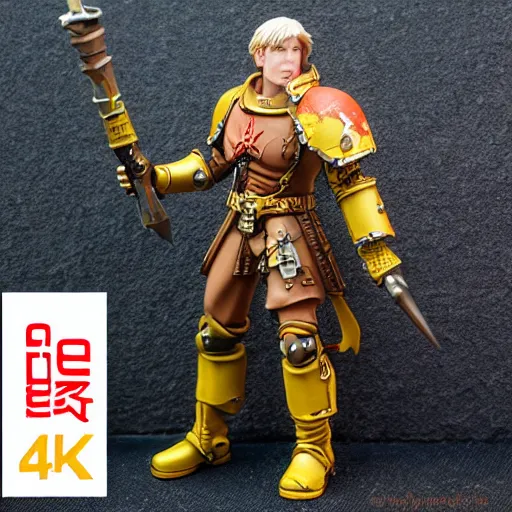 Image similar to 8 0 mm resin detailed miniature of a warhammer 4 0 k cyborg viking warrior, wielding a neon axe, product introduction photos, 4 k, full body, hyper detailed,