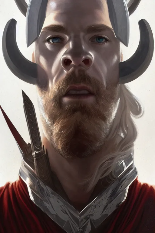 Image similar to symmetry!! portrait of thor in the style of god of war, machine parts embedded into face, intricate, elegant, highly detailed, digital painting, artstation, concept art, smooth, sharp focus, illustration, art by artgerm and greg rutkowski and alphonse mucha, 8 k