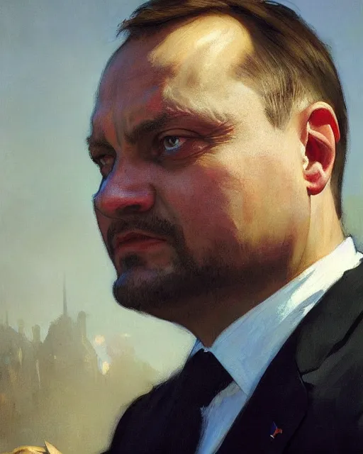 Image similar to andrzej duda, president of poland. fantasy art by greg rutkowski, gustave courbet, rosa bonheur, edward hopper. faithfully depicted facial expression, perfect anatomy, sharp focus, global illumination, radiant light, detailed and intricate environment, trending on artstation