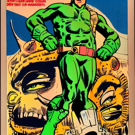 Prompt: captain lizard by jack kirby