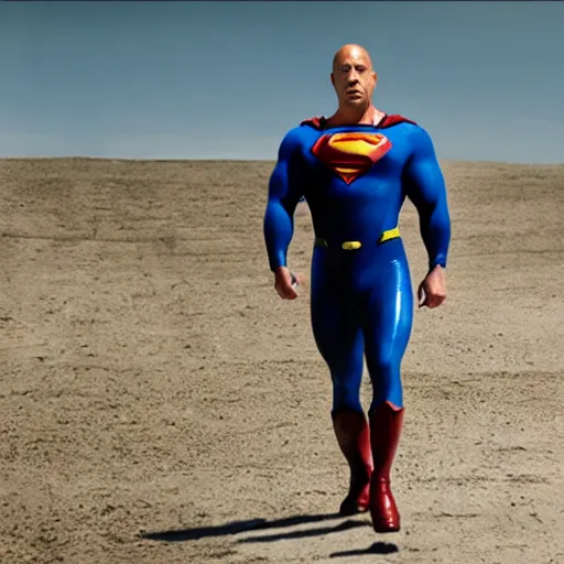 Prompt: Vin Diesel as Superman, film still from Man of Steel, detailed, 4k