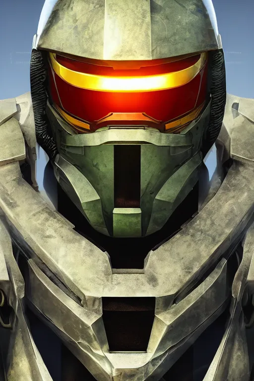 Image similar to robot ninja mask helmet halo master chief radiating a glowing aura global illumination ray tracing hdr fanart arstation by ian pesty and katarzyna da „ bek - chmiel