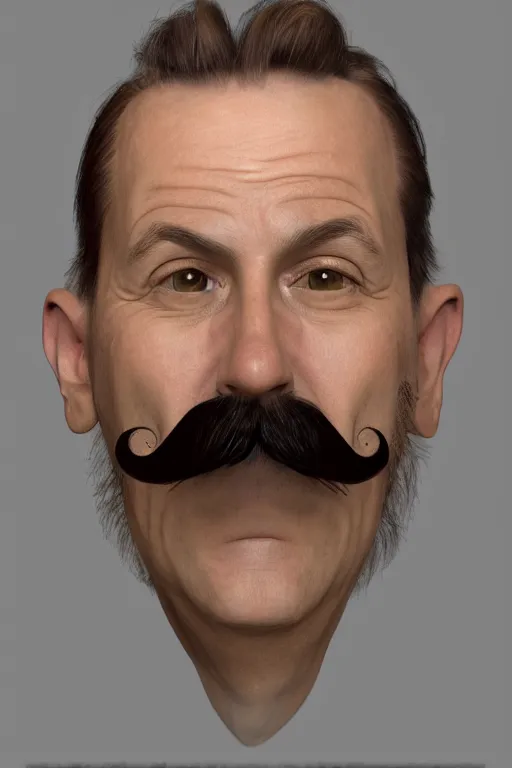 Image similar to inspector mustache, realistic photo, 65mm, digital art, trending on artstation