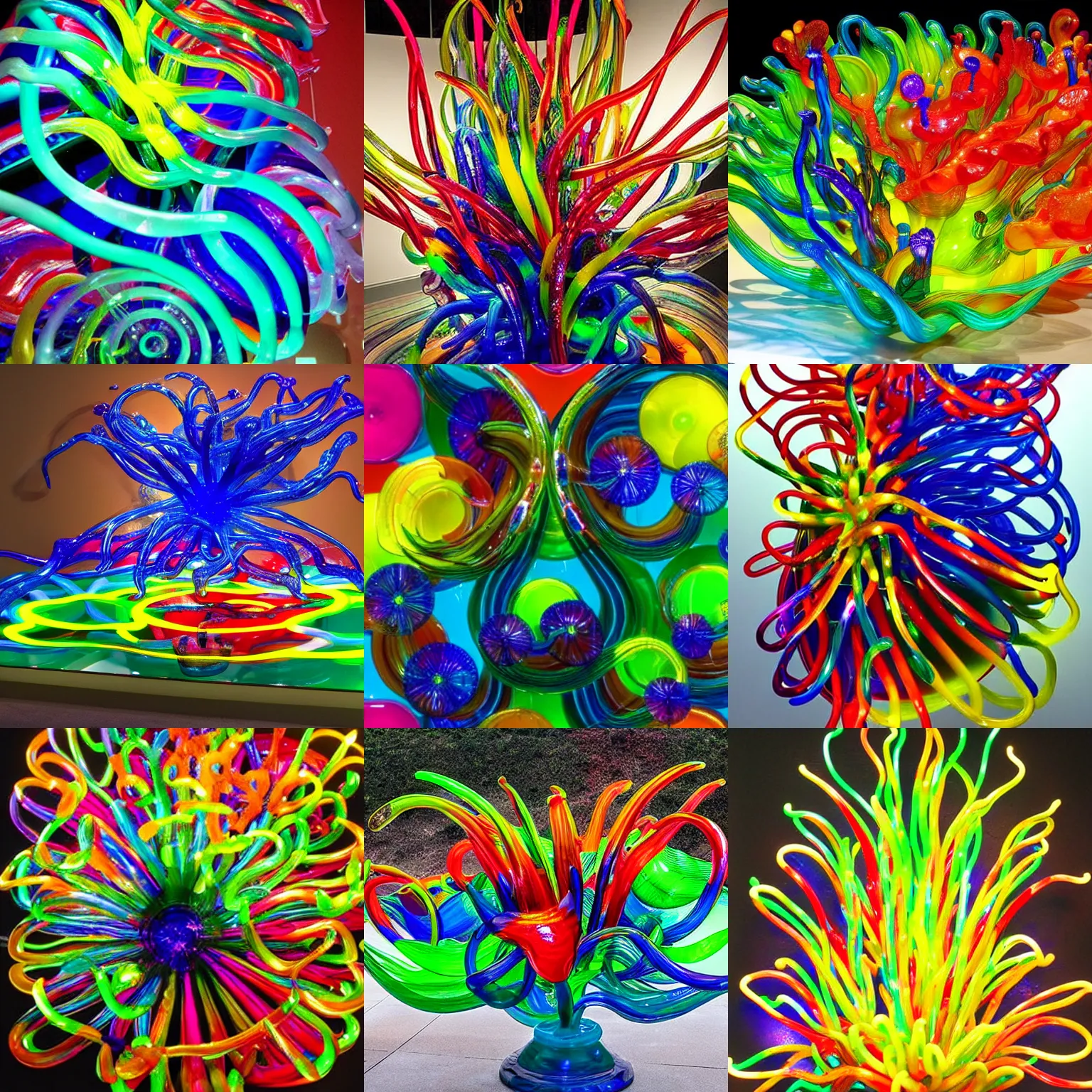 neon zooanthind glass art sculpture by dale chihuly | Stable Diffusion ...