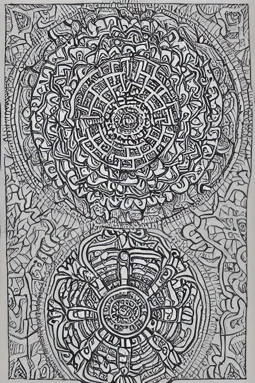 Image similar to symmetric lizard mandala ink drawing