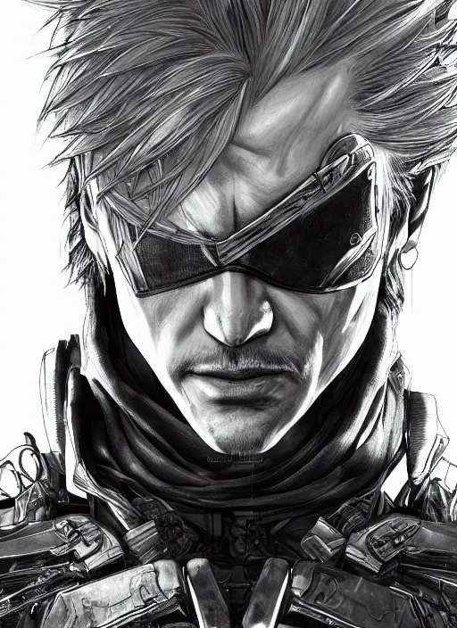 Image similar to close up portrait of raiden, metal gear rising, powerful, domineering, stoic, masterful, intense, ultrafine hyperdetailed illustration by kim jung gi, irakli nadar, intricate linework, sharp focus, octopath traveler, yoji shinkawa, highly rendered, detailed, concept art