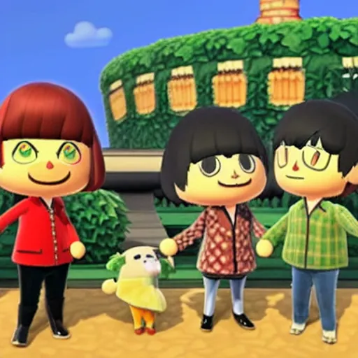 Image similar to the beatles in animal crossing