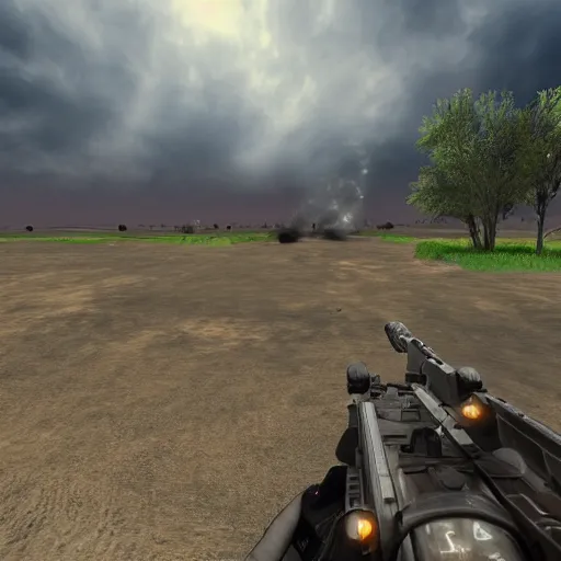Image similar to first person pov of an active battlefield