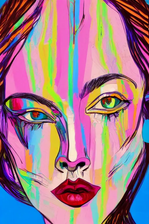 Prompt: colorful illustration of girl face, artistic, eclectic, highly detailed, digital painting, concept art, smooth, sharp focus, illustration, art by picasso