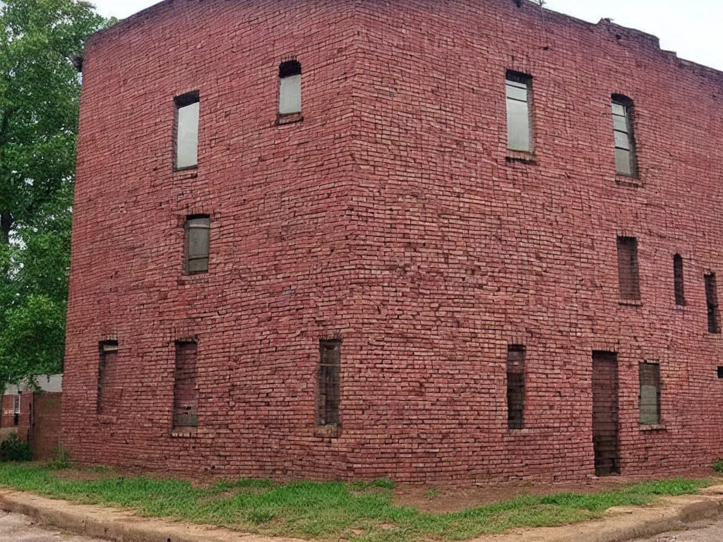 Prompt: a picture of a brick house, the bricks are made of human babies, found on google street view