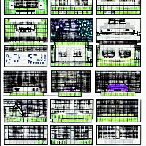 Prompt: car, collection sheet, pixel art