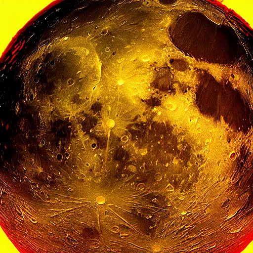 Image similar to the moon with honey poured on it, photorealistic, detailed, HDR, high contrast