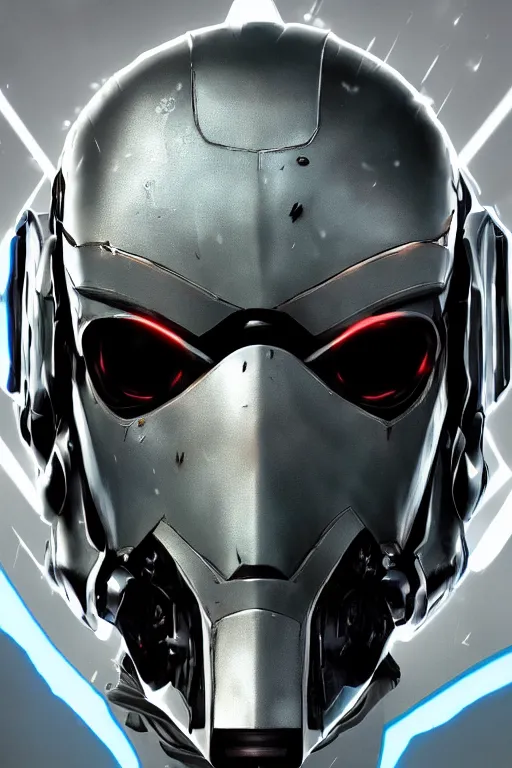 Image similar to cyber cyborg ninja mask helmet metal gear solid artic suit swat commando, global illumination ray tracing hdr fanart arstation by sung choi and eric pfeiffer and gabriel garza and casper konefal, a spectacular view cinematic rays of sunlight comic book illustration, by john kirby