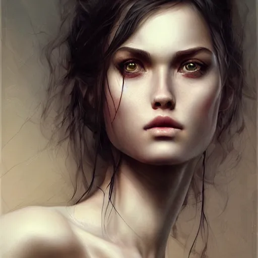 Prompt: painting of a very beautiful girl with muscles lifting weights, very beautiful face, pretty face, very detailed eyes by tom bagshaw, greg rutkowski, wlop