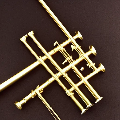 Image similar to studio photograph of a golden traverse flute