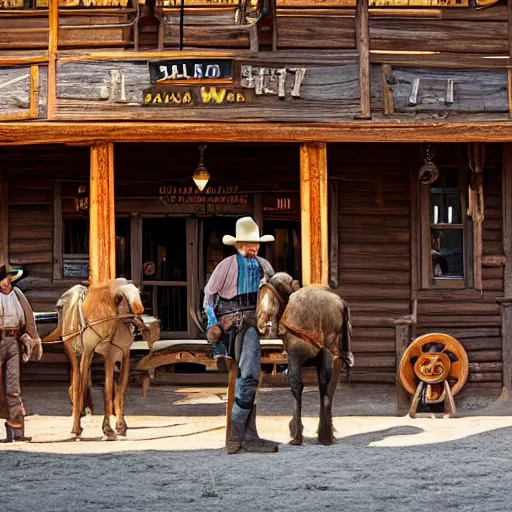 Prompt: An American Hero visiting the saloon to buy a drink, wild west, detailed, realistic, 4k, sharp focus, decent lighting