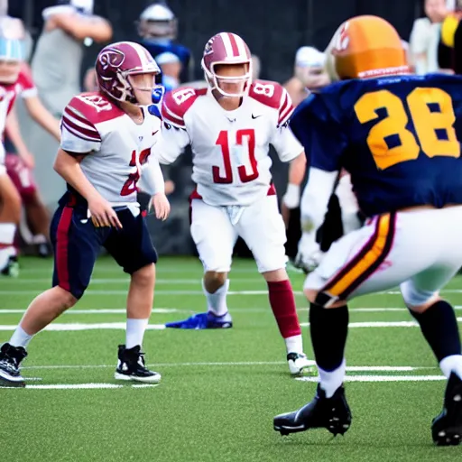 Prompt: action shot from a game of football with elon musk as the quarterback, highly detailed, extremely high quality, hd, 4 k, 8 k, canon 3 0 0 mm, professional photographer, 4 0 mp, lifelike, top - rated, award winning, realistic, detailed lighting, detailed shadows, sharp, no blur, edited, corrected, trending