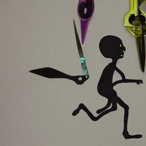 Image similar to the deadly consequences of running with scissors, surreal, hyperrealistic