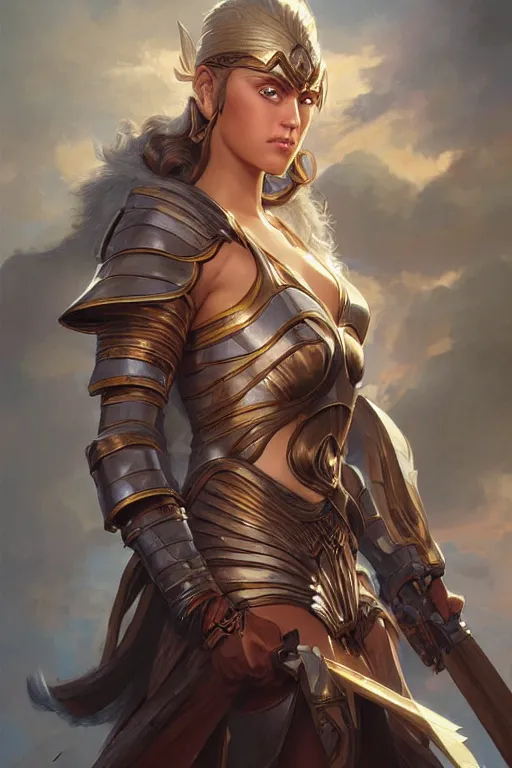 Image similar to amazon valkyrie athena, d & d, fantasy, portrait, highly detailed, headshot, digital painting, trending on artstation, concept art, sharp focus, illustration, art by artgerm and greg rutkowski and magali villeneuve