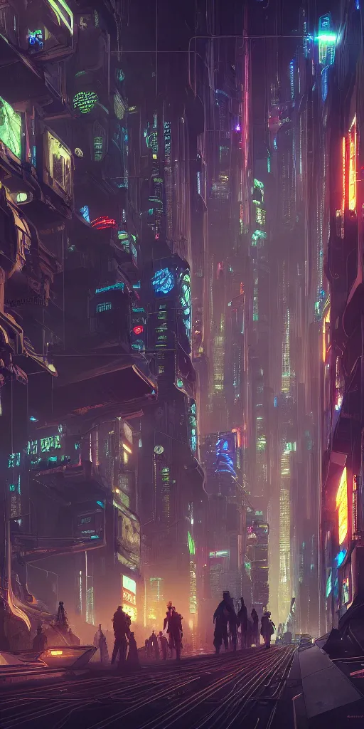 Prompt: ultra detailed, photorealistic cyberpunk city with characters, poster, sci fi, cybernetic, wires, robotics, by alfons maria mucha, dark, high detailed, 4 k, hd, high quality