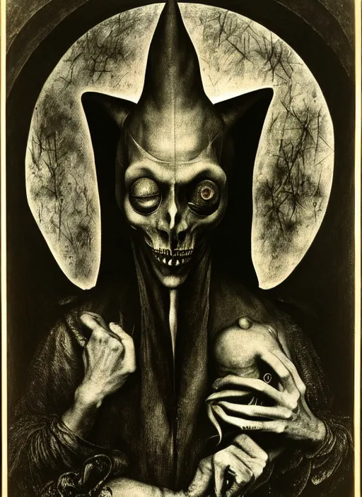 Prompt: photograph of mephistopheles by hieronymus bosch, joel peter witkin, misha gordin, gustave dore, matte painting
