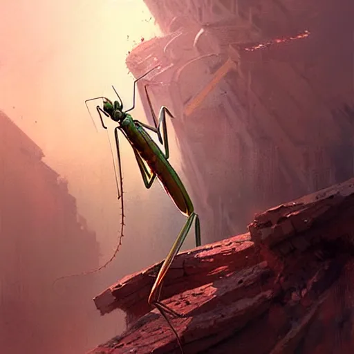 Prompt: praying mantis, by greg rutkowski
