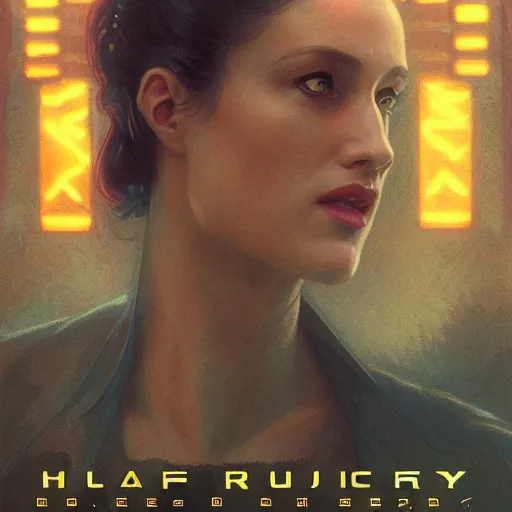 Prompt: movie poster, blade runner, octane render, highly detailed, digital painting, artstation, concept art, smooth, sharp focus, illustration, art by artgerm and greg rutkowski and alphonse mucha and william - adolphe bouguereau