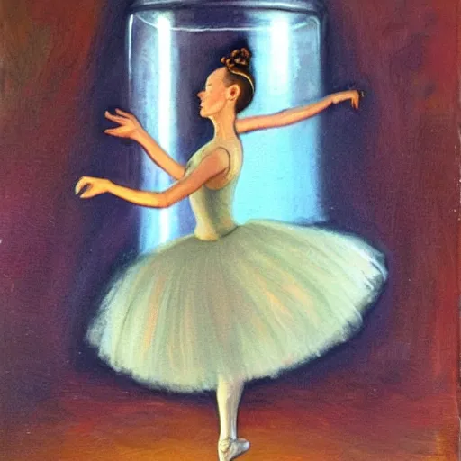 Prompt: ballerina dancing inside of a jar