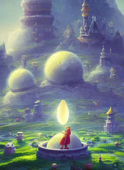 Image similar to foam priest and his bubble kingdom, beautiful landscape, highly detailed, machine planet, buildings, palace, bubble trees, cinematic lighting, sharp focus, artstation, intricate, masterpiece, art by maria panfilova and dylan kowalski and huifeng huang