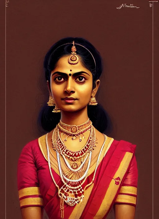 Image similar to 3 / 4 view of a portrait of an indian woman in victorian clothing, confident pose, intricate, elegant, sharp focus, illustration, highly detailed, concept art, matte, trending on artstation, anime, art by james jean and artgerm and brian despain and alberto mielgo, greg rutkowski, wlop, ilya kuvshinov, strong strokes