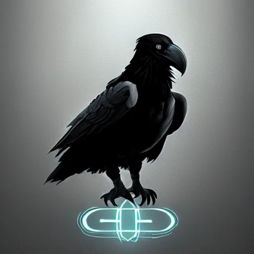 Image similar to halo 2 emblem depicting a raven with a halo, with professional lighting, concept art, vector art, 8 k, highly detailed, artstation