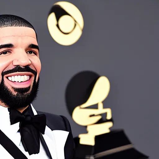 Image similar to drake with a big smile, detailed face, sharp focus