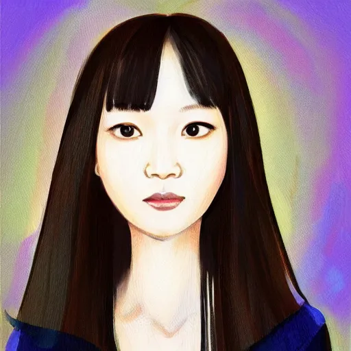 Image similar to portrait of Jeon So Min, art style from Nixeu and Kittichai Rueangchaichan