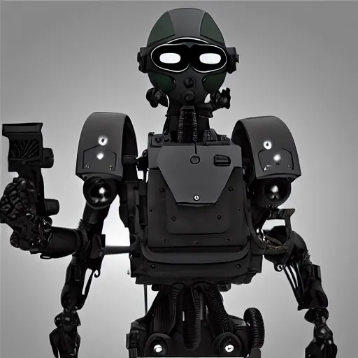 Image similar to futuristic special forces soldier robot, with exoskeleton armor and night vision goggles