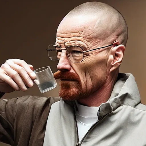 Image similar to walter white drinking milk