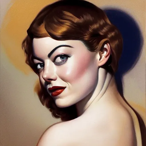 Image similar to emma stone painted by luis ricardo falero