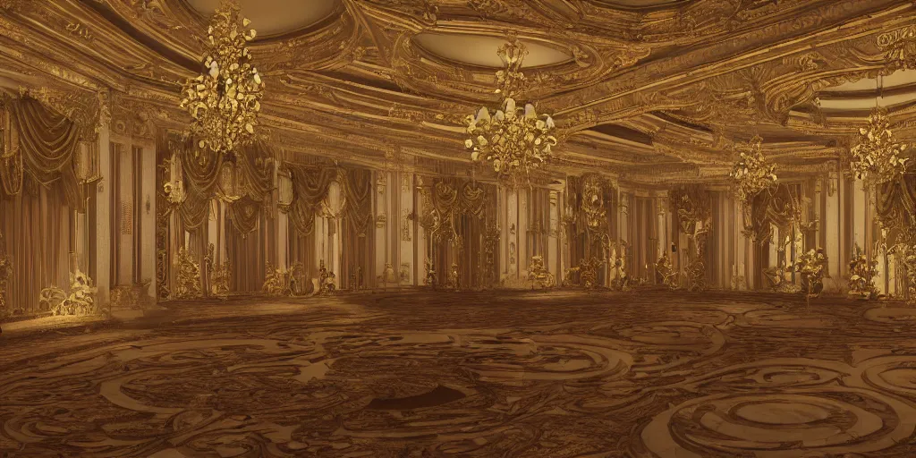 Prompt: a view of the inside of a luxurious late Nineteenth century palace, intricate, elegant, highly detailed, ornate, beautifully lit, ray traced, octane render